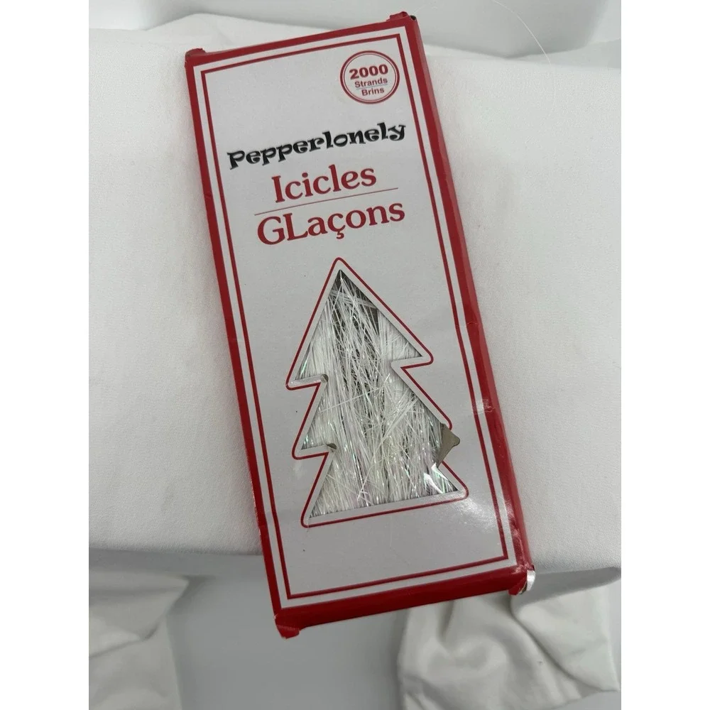 Pepperlonely Icicles White with Iridescent Coating NEW‎ Garland Christmas Tinsel